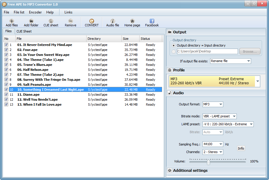 Free APE to MP3 Converter - CUE sheet splitter - Pazera Software