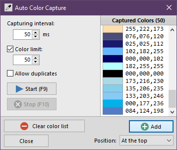 Auto color capture