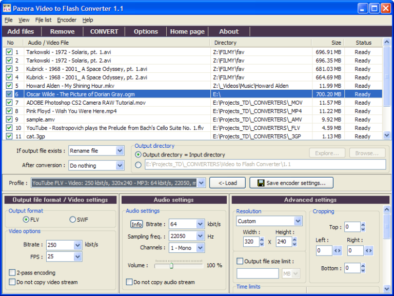 Pazera Free Video to Flash Converter - Convert video files to FLV, SWF